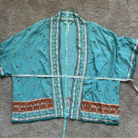 Matilda Jane Light Blue Pink Floral Boho Kimono Shawl XS/S - Picture 4 of 8